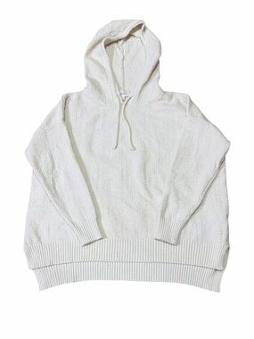 Bohme Cream Textured Knit Oversized Hoodie Sweater Sz Small